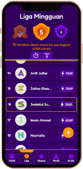 Paparan Liga dan pencapaian pengguna